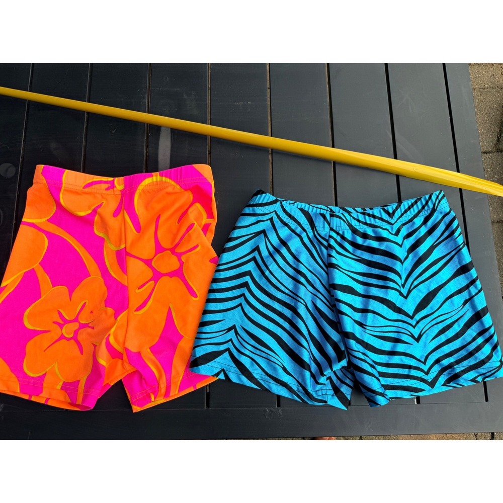 Vals Customized Action Wear Spandex Shorts bundle Pink Floral & Blue Zebra XS S